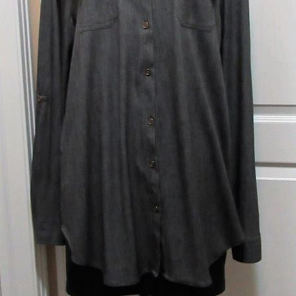 New Long Sleeve Blk Jean look Blouse - - Picture 4 of 9